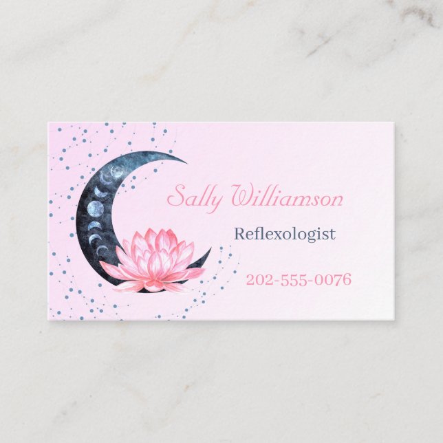 Tarjeta De Visita Reflexología Moda de Flor Lot Rosa (Anverso)