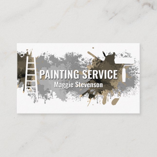 Tarjeta De Visita Reforma de pintura de pared con salpicaduras (Anverso)