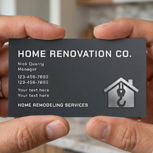 Tarjeta De Visita Reforma Industrial Moderna de Hogar Negro y Platea