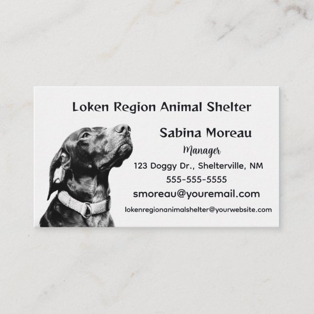 Tarjeta De Visita Refugio de Animales Editable (Anverso)