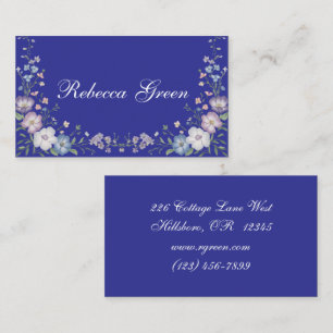 Tarjeta De Visita Regal Blue Vintage Elegance Garden Blooms