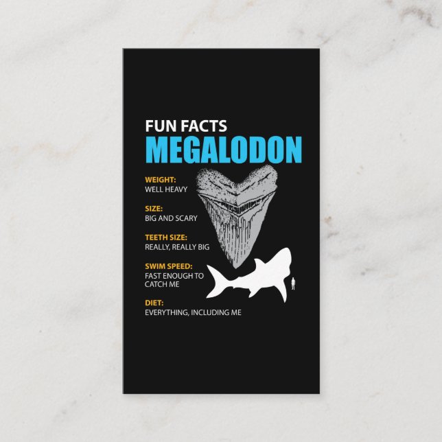 Tarjeta De Visita Regalo de la camiseta de Megalodon gran para los (Anverso)