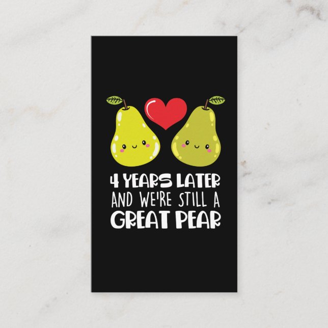 Tarjeta De Visita Regalo del cuarto aniversario del Boda Pear de par (Anverso)
