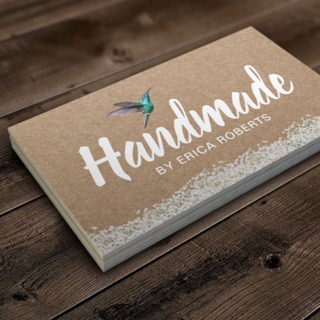 Tarjeta De Visita Regalo hecho a mano Rústico Kraft Hummingbird Flor (Subido por el creador)