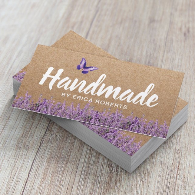 Tarjeta De Visita Regalo hecho a mano Rústico Kraft Lavender Floral (Subido por el creador)