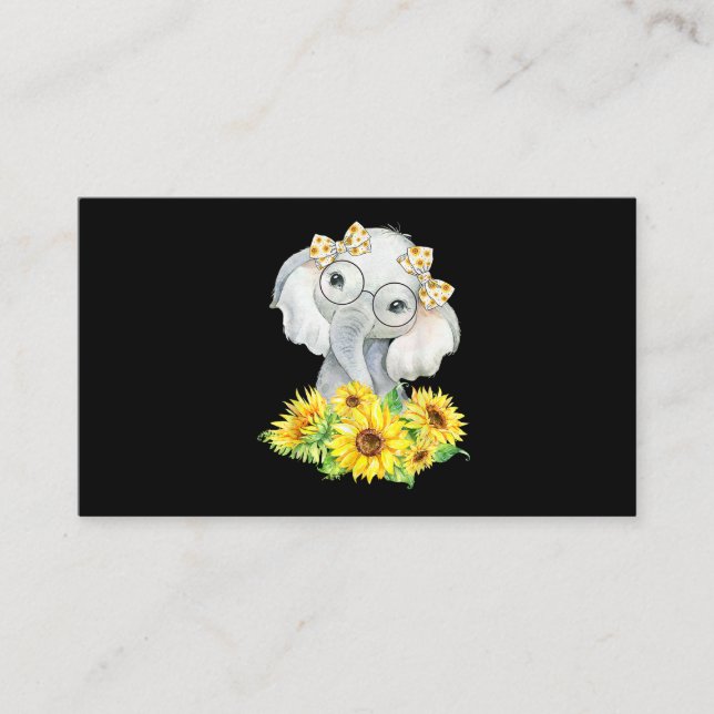 Tarjeta De Visita Regalos de girasol para elefantes (Anverso)