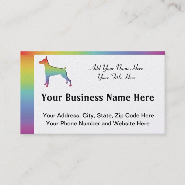 Tarjeta De Visita Regalos del arco iris del Doberman (Anverso)