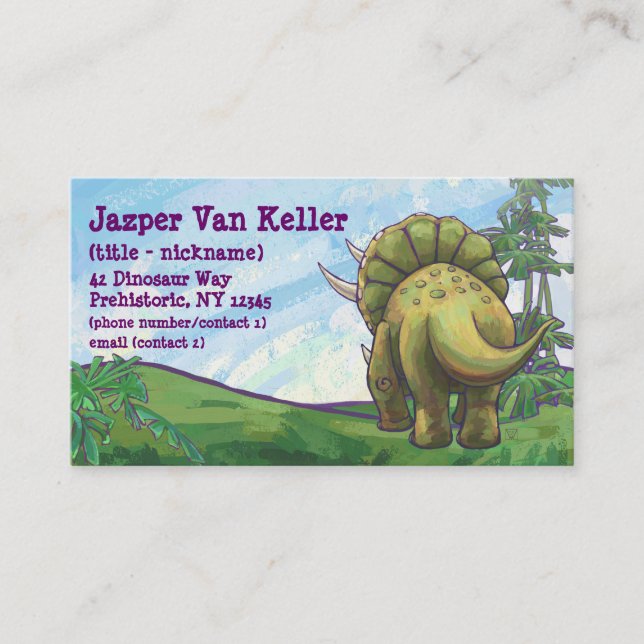 Tarjeta De Visita Regalos y accesorios de Triceratops (Anverso)