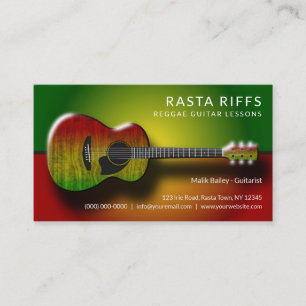 Tarjeta De Visita Reggae Rasta Riffs Guitar Lecciones de Música