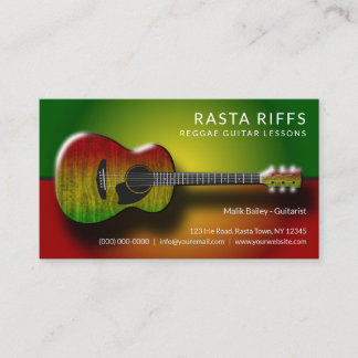 Tarjeta De Visita Reggae Rasta Riffs Guitar Lecciones de Música