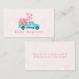 Tarjeta De Visita Registro de Baby Shower de Camión rosa Flamingo Vi