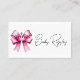 Tarjeta De Visita Registro de Baby Shower Rosado Bow y Crown