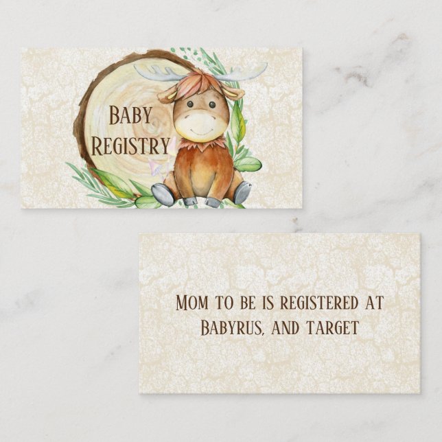Tarjeta De Visita Registro De Bebés Cute Moose Greenerenery Wood Sli (Anverso / Reverso)