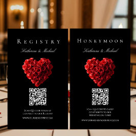 Tarjeta De Visita Registro de Boda-Rosas Rojas en Forma de Corazón-
