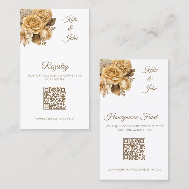 Tarjeta De Visita Registro de Bodas blancos-Bouquet-Flor Neutral (Anverso / Reverso)