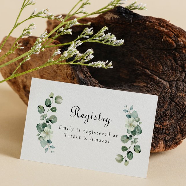Tarjeta De Visita Registro de Bodas de Eucalyptus Bridal Baby Shower (Subido por el creador)