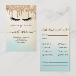 Tarjeta De Visita Registro de cliente de extensión de Eyelash dorado