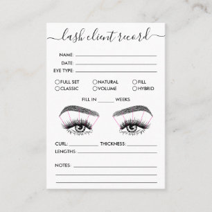 Tarjeta De Visita Registro de cliente de tipo Lash Añadir logotipo S