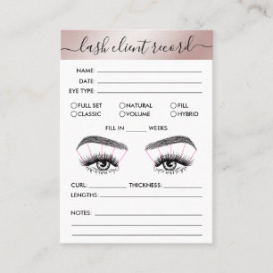 Tarjeta De Visita Registro de cliente de tipo Lash Añadir logotipo S