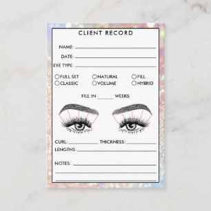 Tarjeta De Visita Registro de cliente Lash Añadir logotipo Holograph