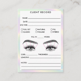 Tarjeta De Visita Registro de cliente Lash Añadir logotipo Holograph