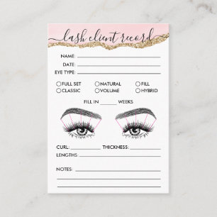 Tarjeta De Visita Registro De Cliente Lash Añadir Logotipo Rubor Aga