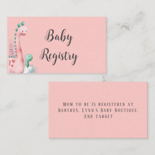 Tarjeta De Visita Registro de niñas bebes y dinosaurios rosados y Ve