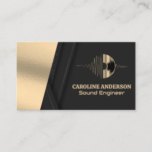 Tarjeta De Visita Registro de Vinilo Gold   Logotipo de sonido