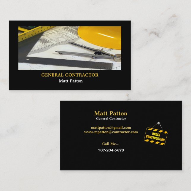 Tarjeta De Visita Regla general de planes de construcción de contrat (Anverso / Reverso)