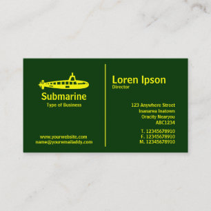 Tarjeta De Visita Regla media amarilla - Submarino - Verde oscuro