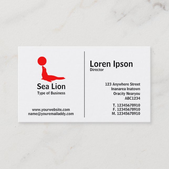 Tarjeta De Visita Regla media - León marino (Anverso)