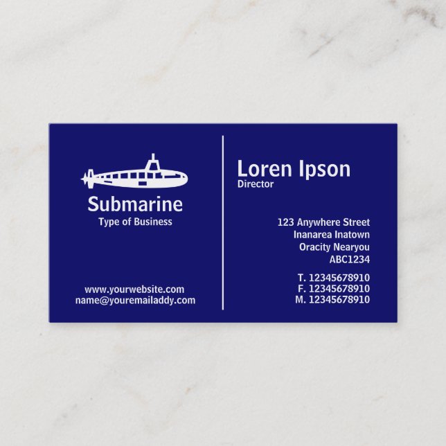 Tarjeta De Visita Regla media - Submarino - Azul oscuro (Anverso)