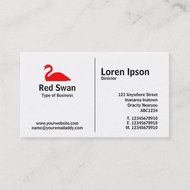 Tarjeta De Visita Regla media - Swan 02 (Anverso)
