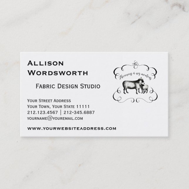 Tarjeta De Visita Regresemos a nuestra oveja - Graciosa granja de co (Anverso)