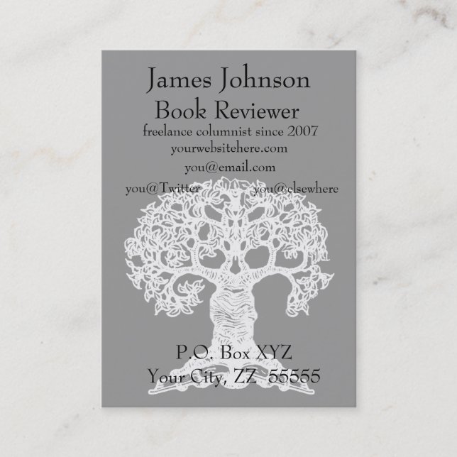 Tarjeta de visita regular del árbol de la lectura (Anverso)