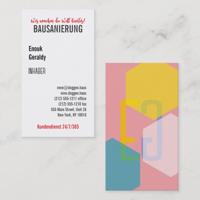 Tarjeta De Visita Rehabilitación de edificios  (Anverso / Reverso)
