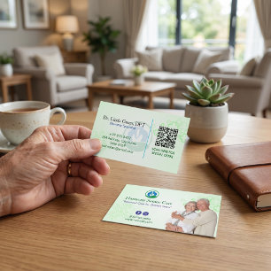 Tarjeta De Visita Rehabilitación para Mayores   Verde Médico