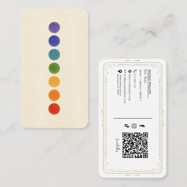 Tarjeta De Visita Reiki Chakra Sanador de Energía en Redes Sociales  (Anverso / Reverso)