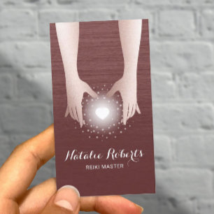 Tarjeta De Visita Reiki Energy Healing Manos Brick Red Therapist