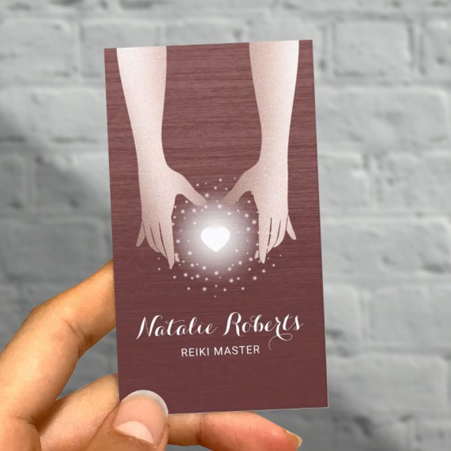 Tarjeta De Visita Reiki Energy Healing Manos Brick Red Therapist (Subido por el creador)