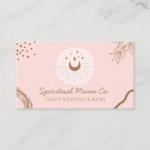 Tarjeta De Visita Reiki Espiritual Estrellas Luna Rubor Simple Rosa