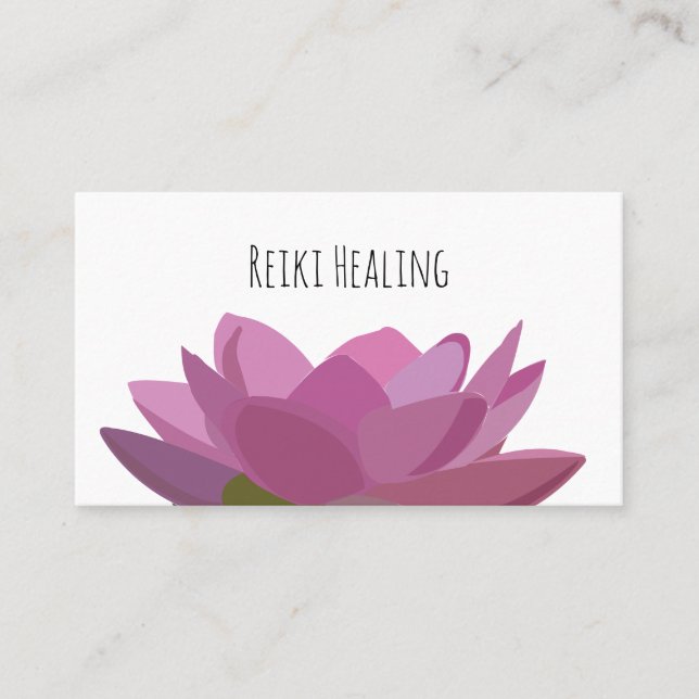 Tarjeta De Visita Reiki Healer, flor rosa de Lotus Water Lily (Anverso)