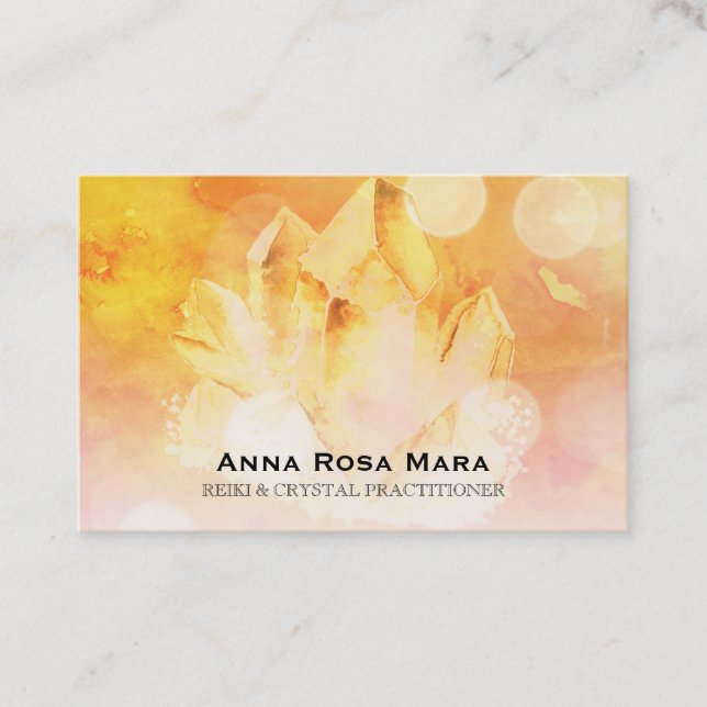 Tarjeta De Visita *~* Reiki Healer Masaje de yoga Citrine Crystal (Anverso)