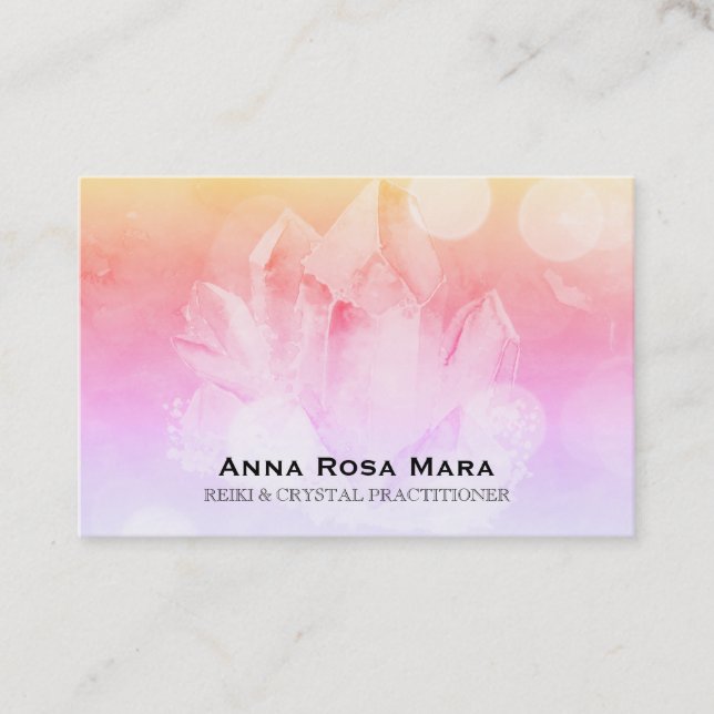 Tarjeta De Visita ~ Reiki Healer Masaje de yoga Pastel Crystal (Anverso)