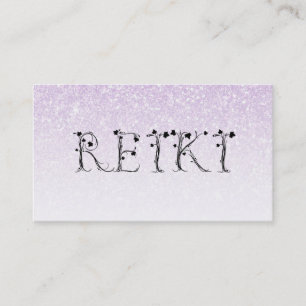 Tarjeta De Visita *~* REIKI Ivy Typography Lavender Purpurina