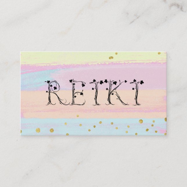 Tarjeta De Visita *~* REIKI Ivy Typography Resumen Pastel (Anverso)