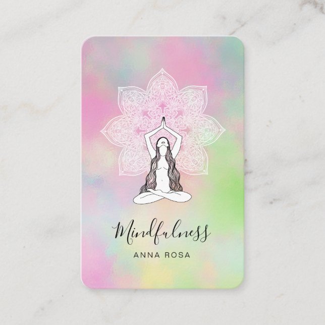 Tarjeta De Visita *~*Reiki Meditación Mentitud QR Mandala Goddess (Anverso)