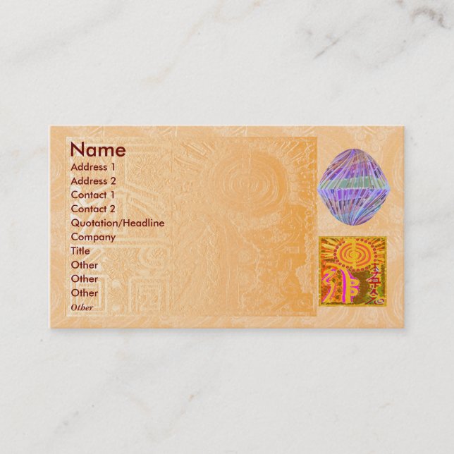 Tarjeta De Visita REIKI Practioner - cristales de la púrpura del (Anverso)