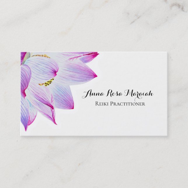 Tarjeta De Visita *~* Reiki Yoga Energy Healer Luz Lleno Lotus (Anverso)