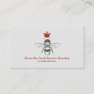 Tarjeta De Visita Reina Abeja Corona Panal Gris